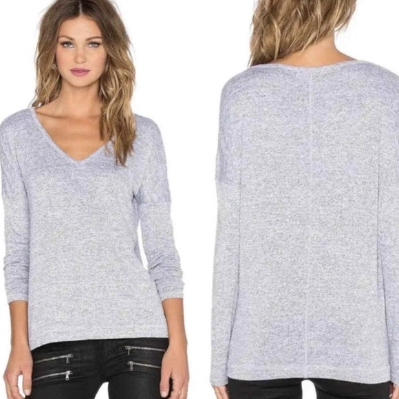 Rag & Bone Theo Long Sleeve Tee Small Grey Marled - Picture 1 of 10